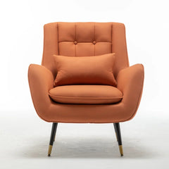 Saffron Thick Padded Velvet Armchair with Cushion