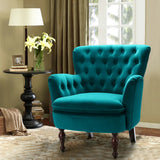 Detailed Tufted Super Comfy Emerald Velvet Lounge Chair