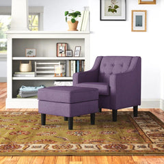 Purple Tufted Comfy Lounge Chair With Ottoman