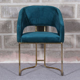 Luxe Blue Comfort Seating Velvet & Iron Dining Chair
