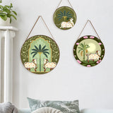 Set of 3 Exquisite Pichwai Round Wall Hanging Canvas Painting
