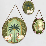 Set of 3 Exquisite Pichwai Round Wall Hanging Canvas Painting