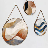 Eye Catching Abstract Splash Waves Round Framed Canvas Wall Paintings - Set of 3