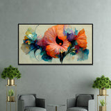 Elegant Floating Framed Floral Canvas Painting for Wall Decoration