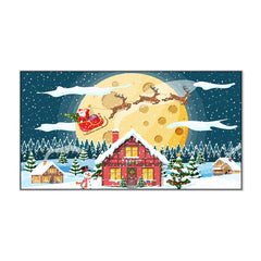 Festive Dreams Santa and Reindeer in Flight Canvas Wall Painting