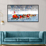 Festive Floral Sleigh Adventure Canvas Wall Painting