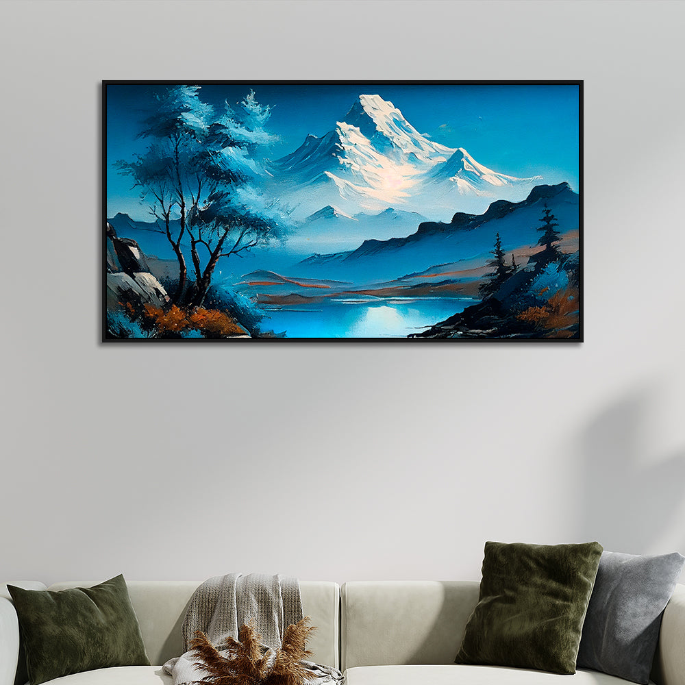 Himalayan Snowy Peaks Floating Framed Canvas Wall Painting