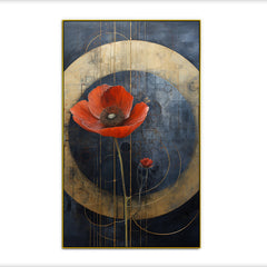 Single Poppy Abstract Floral Canvas Wall Painting