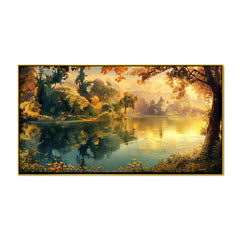 Tranquil Lake Reflection Nature Canvas Wall Painting for Home Décor