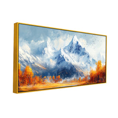 Winter Snow Capped Mountains Canvas Wall Painting