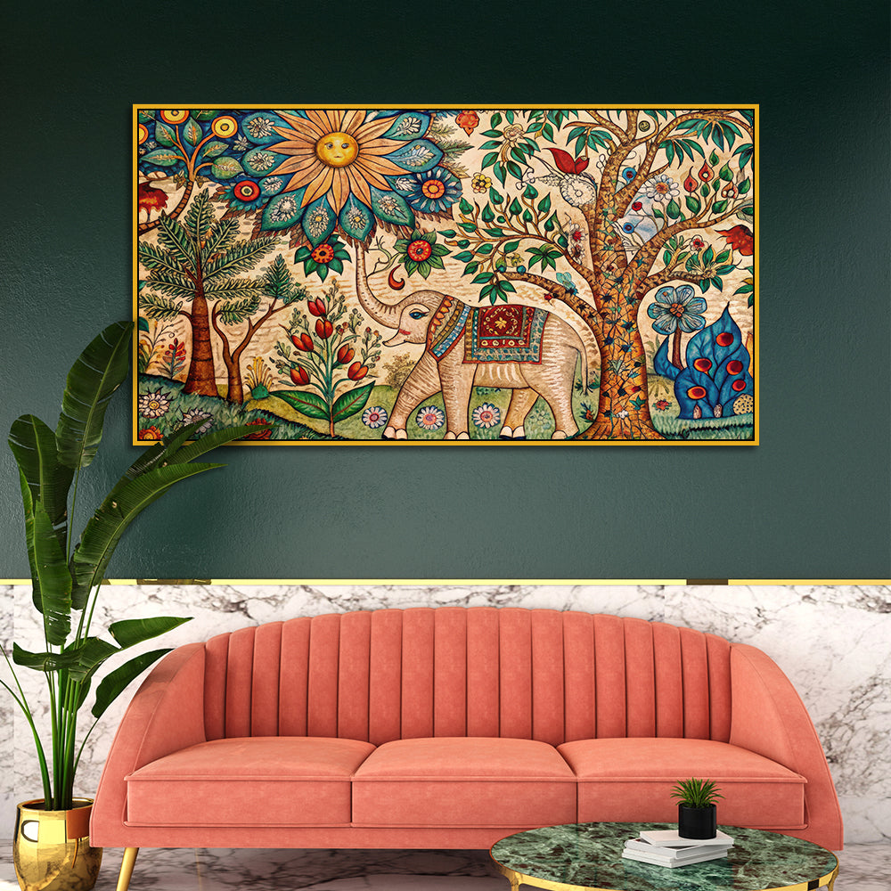 Madhubani Folk Art Canvas Wall Painting for Wall Decoration