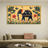 Classical Madhubani Painting with Nature & Elephant