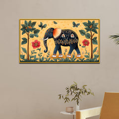 Classical Madhubani Painting with Nature & Elephant