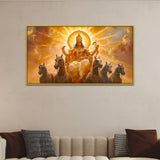 Sacred Hindu Sun God Surya Floating Framed Canvas Wall Painting