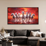 Vastu 7 Running Horses Canvas Wall Painting with Floating Frame