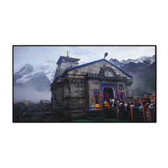 Beautiful Canvas Painting of  Devotional Himalayan Shrine Kedarnath temple