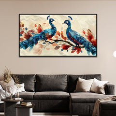 Peacock Pair Vastu Canvas Wall Painting for Home and Office Décor