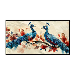 Peacock Pair Vastu Canvas Wall Painting for Home and Office Décor