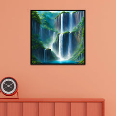 Multi-Layered Waterfall Nature Canvas Wall Painting
