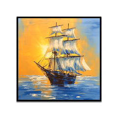 Sunset Sail Boat Digital Printed Canvas Wall Painting for Home and Office Décor