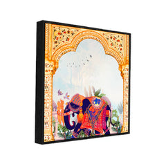 Royal Elephant Under Archway Traditional Indian Art Canvas Wall Painting