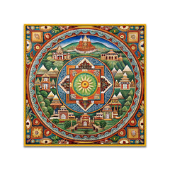Sacred Mandala Traditional Tibetan Style Spiritual Canvas Wall Painting