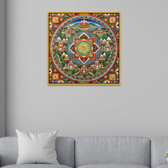 Sacred Mandala Traditional Tibetan Style Spiritual Canvas Wall Painting