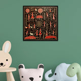 Traditional Warli Tribal Folk Art Canvas Wall Painting