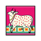 Vibrant Indian Folk Art Traditional Sacred Cow Canvas Wall Painting