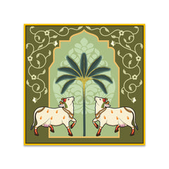 Kamdhenu Cow Vastu Prosperity Cotton Canvas Wall Painting