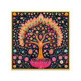 Authentic Madhubani Indian Colorful Wall Painting with Detailed Floral Patterns