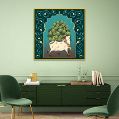 Kamdhenu Cow Vastu Prosperity Pichwai Canvas Wall Painting