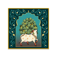 Kamdhenu Cow Vastu Prosperity Pichwai Canvas Wall Painting