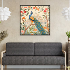 Floral Peacock Canvas Vastu Painting for Home Décor