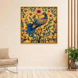 Peacock Modern Art Multicolor Square Canvas Wall Painting