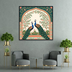 Romantic Peacock Couple Square Canvas Wall Painting FF059
