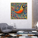 Vibrant Indian Art Madhubani Design Canvas Wall Decorative Painting