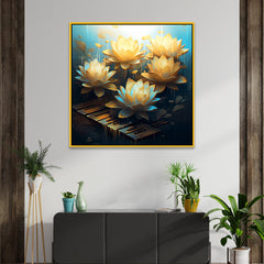 Luxurious Golden Lotus Vastu Canvas Wall Painting