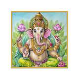 Vibrant Lord Ganesha Square Canvas Wall Painting