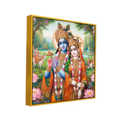 Divine Radha Krishna Religious Square Canvas Wall Painting