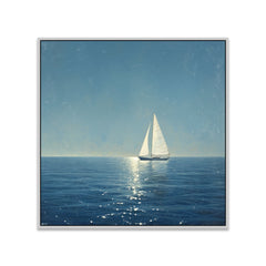 Blue Ocean White Sailing Boat Canvas Wall Art Painting