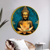 Elegant Gautam Buddha Spiritual Round Wall Art Painting