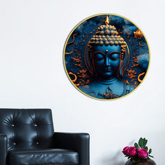 Elegant Gautam Buddha Spiritual Round Wall Painting