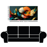 Graceful Bloom Floral Canvas Wall Art Painting Size 4x2 feet
