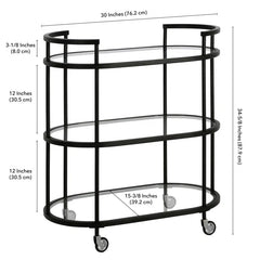 Elegant Modern Bar Cart Trolley With Black Steel Frame