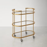 Elegant Modern Bar Cart Trolley With Golden Steel Frame