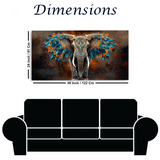 Elephant Tusks with White Feathers Wall Art| Size 2x4 Feet