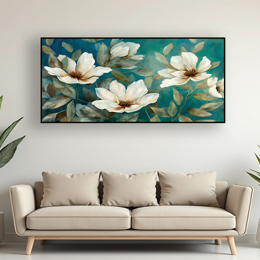 Modern Floral Wall Art on Canvas | Perfect for Home, Hotel, or Spa Décor | Colorful Flower Design – 4x2 Feet