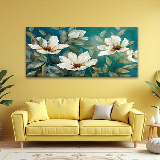 Modern Floral Wall Art on Canvas | Perfect for Home, Hotel, or Spa Décor | Colorful Flower Design – 4x2 Feet