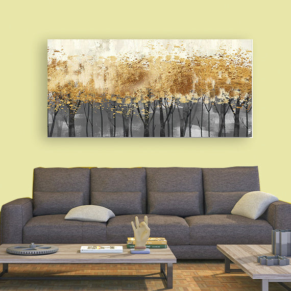 Golden Fall Season Nature Landscape Wall Art Size:H x W, 2x4 Feet